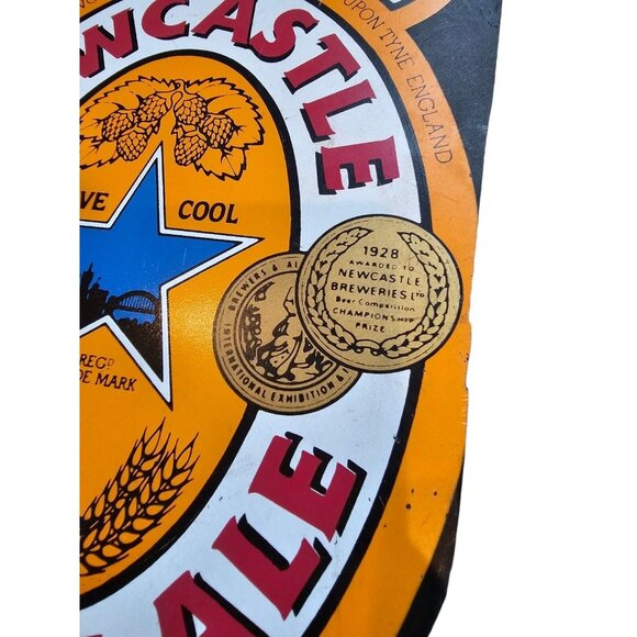 Newcastle Brown Ale Sign The One And Only Fiberboard Beer Label Double Sided - Picture 7 of 15